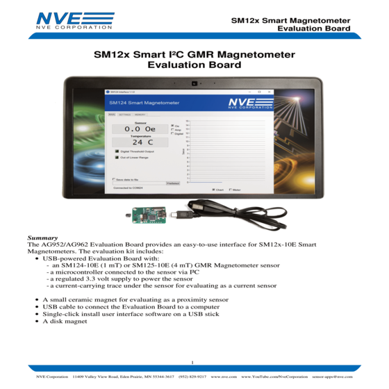 AG952-07E SM124-10E Smart GMR Magnetometer Evaluation Kit