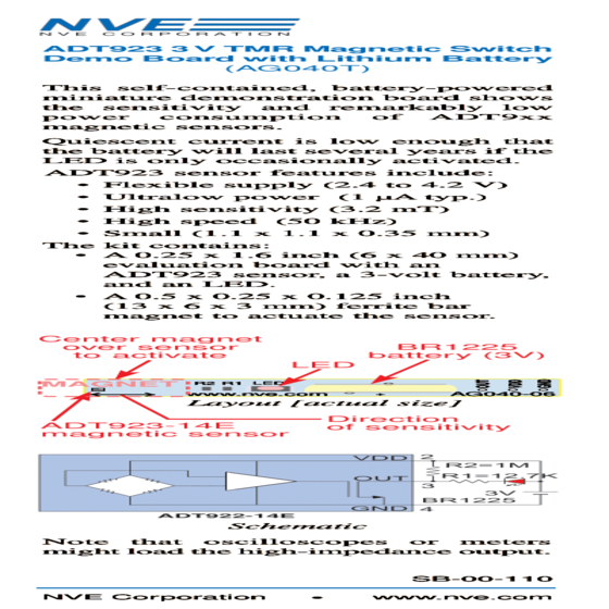 AG040T ADT923 3V Battery-Powered TMR Switch Demo Board
